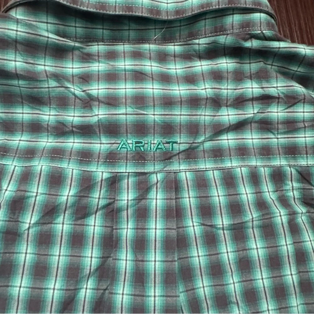 Ariat Shirt Mens Extra Large Green Pro Series Western Button Down Rodeo Workwear - Picture 8 of 8